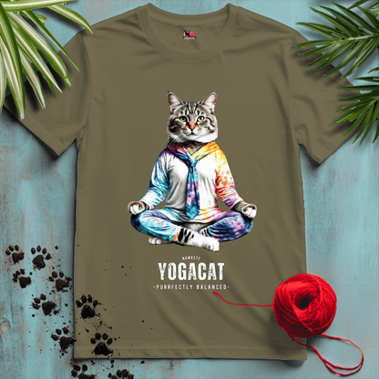 Printify T-Shirt Military Green / XL YOGA-CAT ☮️ NAMASTE | Lifestyle Cats Collection