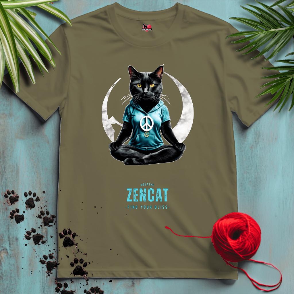 Printify T-Shirt Military Green / XL ZEN-CAT ☮️ PEACE-YOGI | Lifestyle Cats Collection