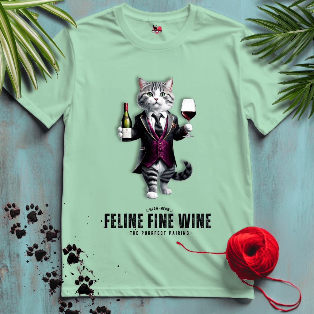 Printify T-Shirt Mint Green / S FEILNE-FINE-WINE-WHITE-2-CATSONAS-WINE_e2e86f4d-25f0-4e74-acb5-2e69d8c34e58