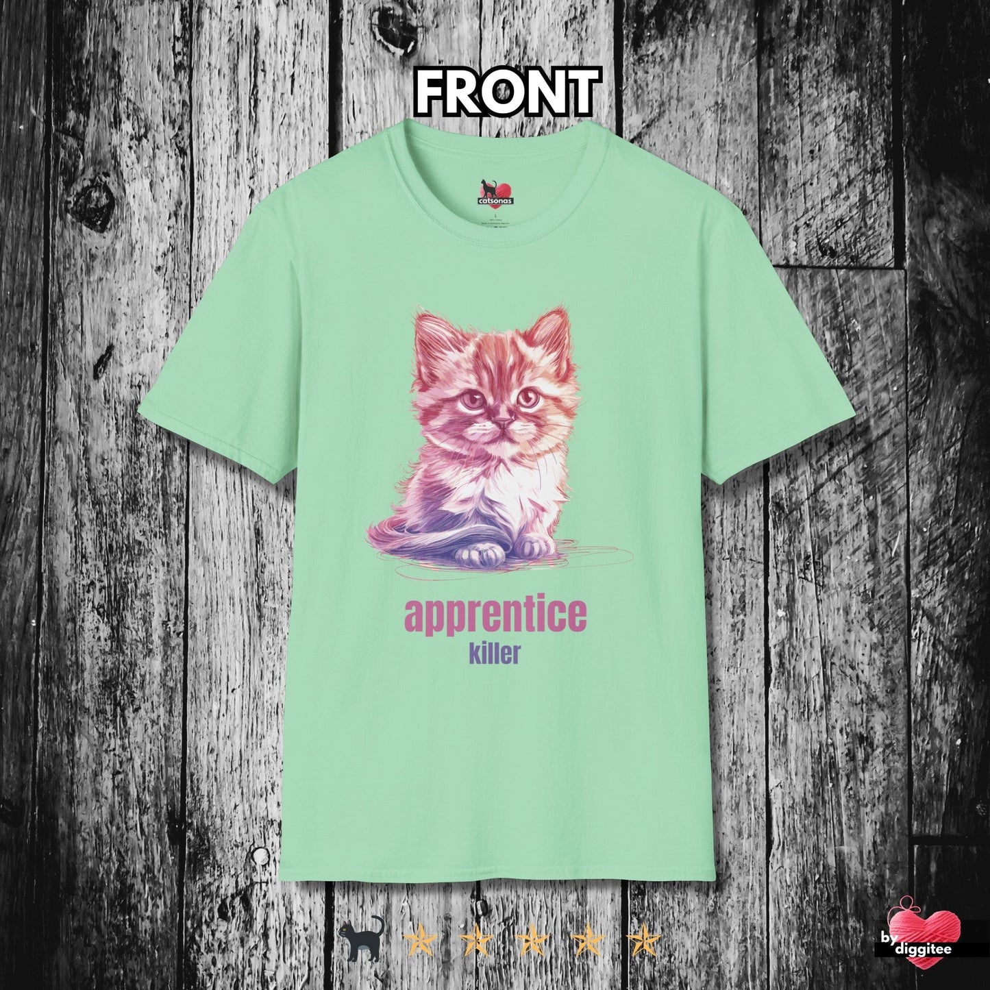 Printify T-Shirt Mint Green / S Funny CATS 🐈‍⬛ Killer Kitty