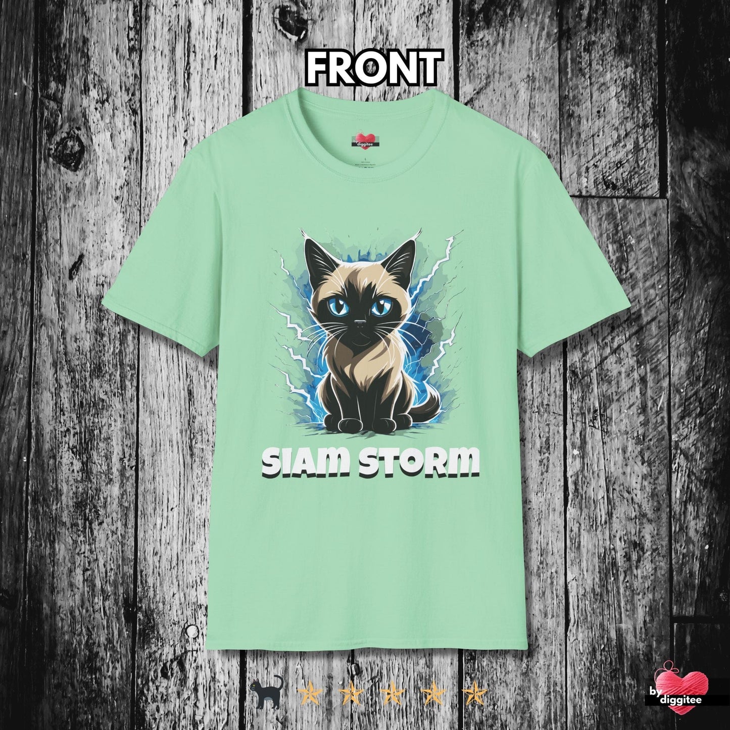 Printify T-Shirt Mint Green / S Funny CATS 🐈‍⬛ SIAM STORM