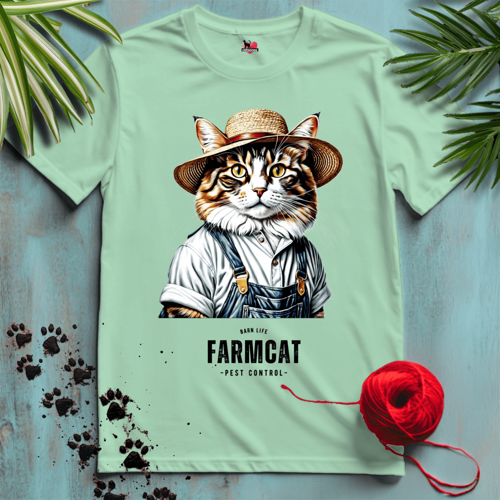 Printify T-Shirt Mint Green / XL FARM-CAT 🚜 BARN-PEST-CONTROL | Working Cats Collection