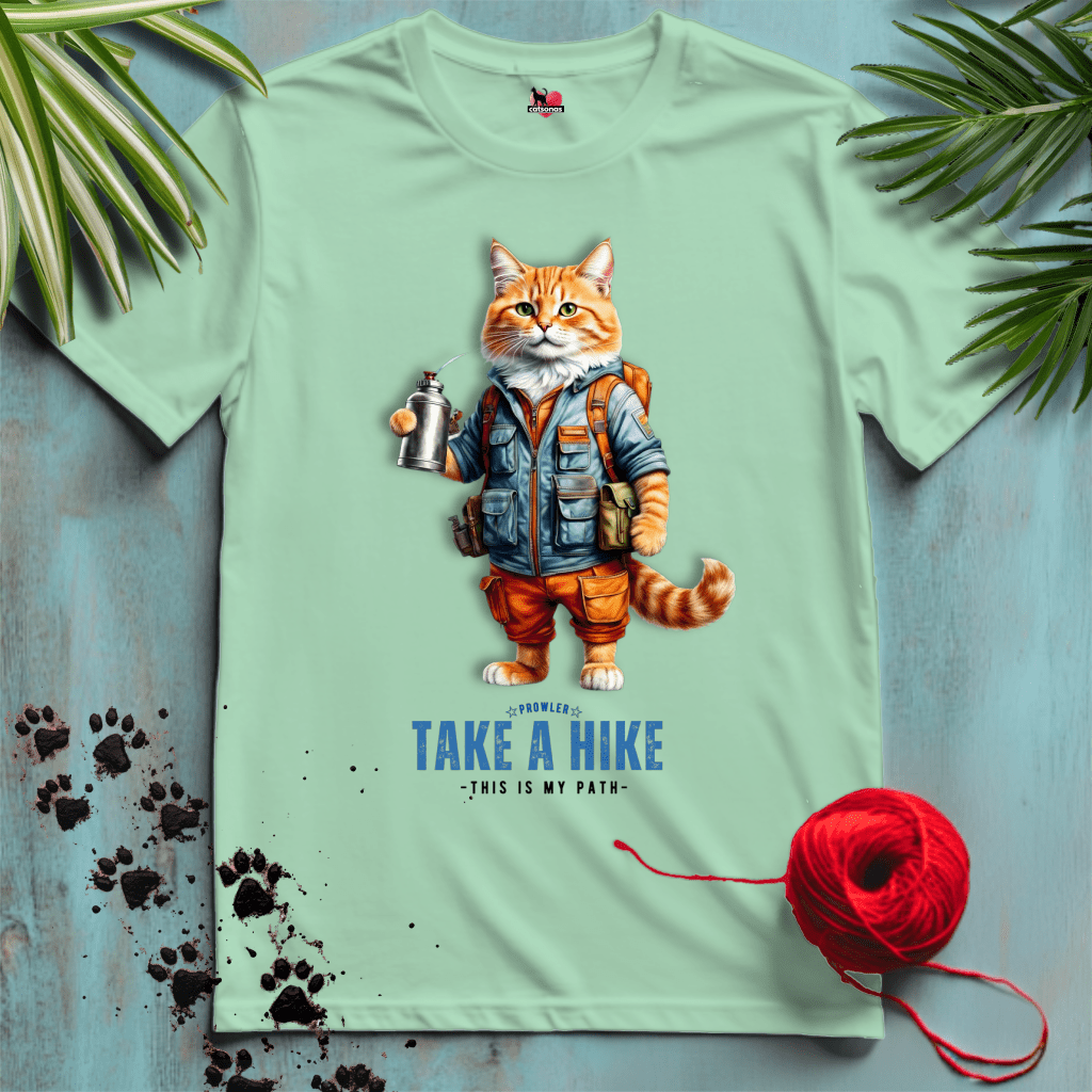 Printify T-Shirt Mint Green / XL HIKER-CAT.🏕️ NATURE TRAILS | Adventure Cats Collection