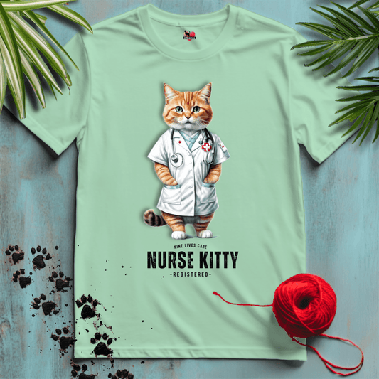 Printify T-Shirt Mint Green / XL NURSE-KITTY 🩺 NINE-LIVES | Healthcare Cats Collection | REGISTERED