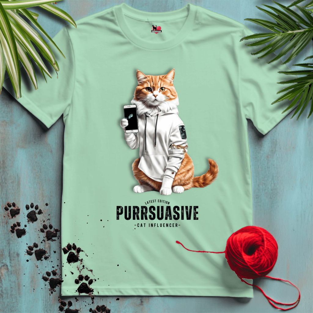 Printify T-Shirt Mint Green / XL PURRSUASIVE-CAT 📲 INFLUENCER-SOCIAL-MEDIA | Smart Cats Collection