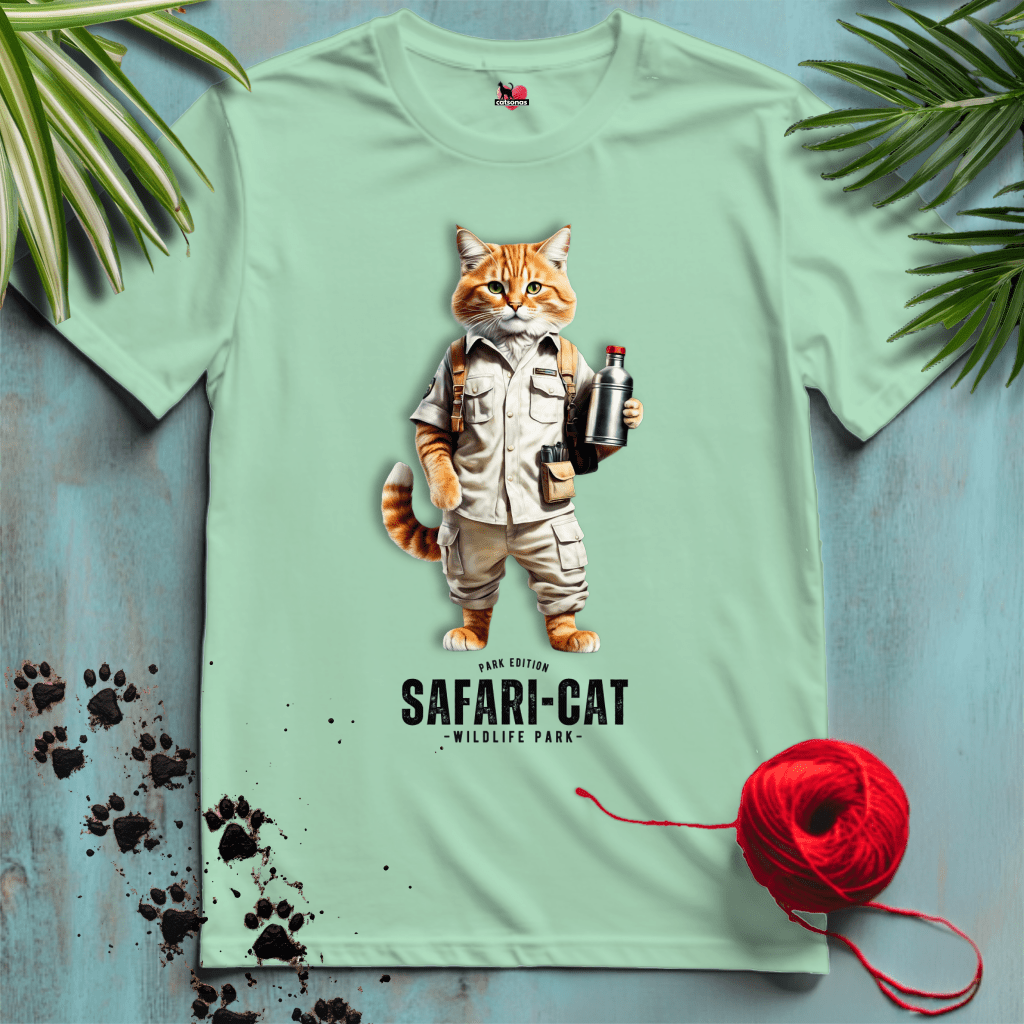 Printify T-Shirt Mint Green / XL SAFARI-CAT 🦁 ON-SAFARI-PARK-ZOO | Adventure Cats Collection