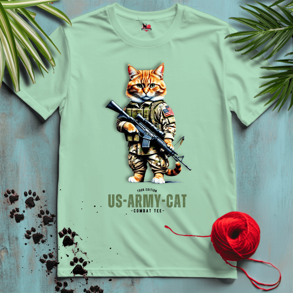 Printify T-Shirt Mint Green / XL US-ARMY-CAT 🪖 ARMED-FORCES | Military Cats Collection