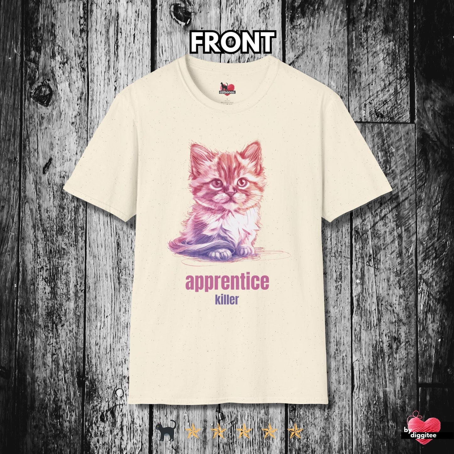 Printify T-Shirt Natural / S Funny CATS 🐈‍⬛ Killer Kitty