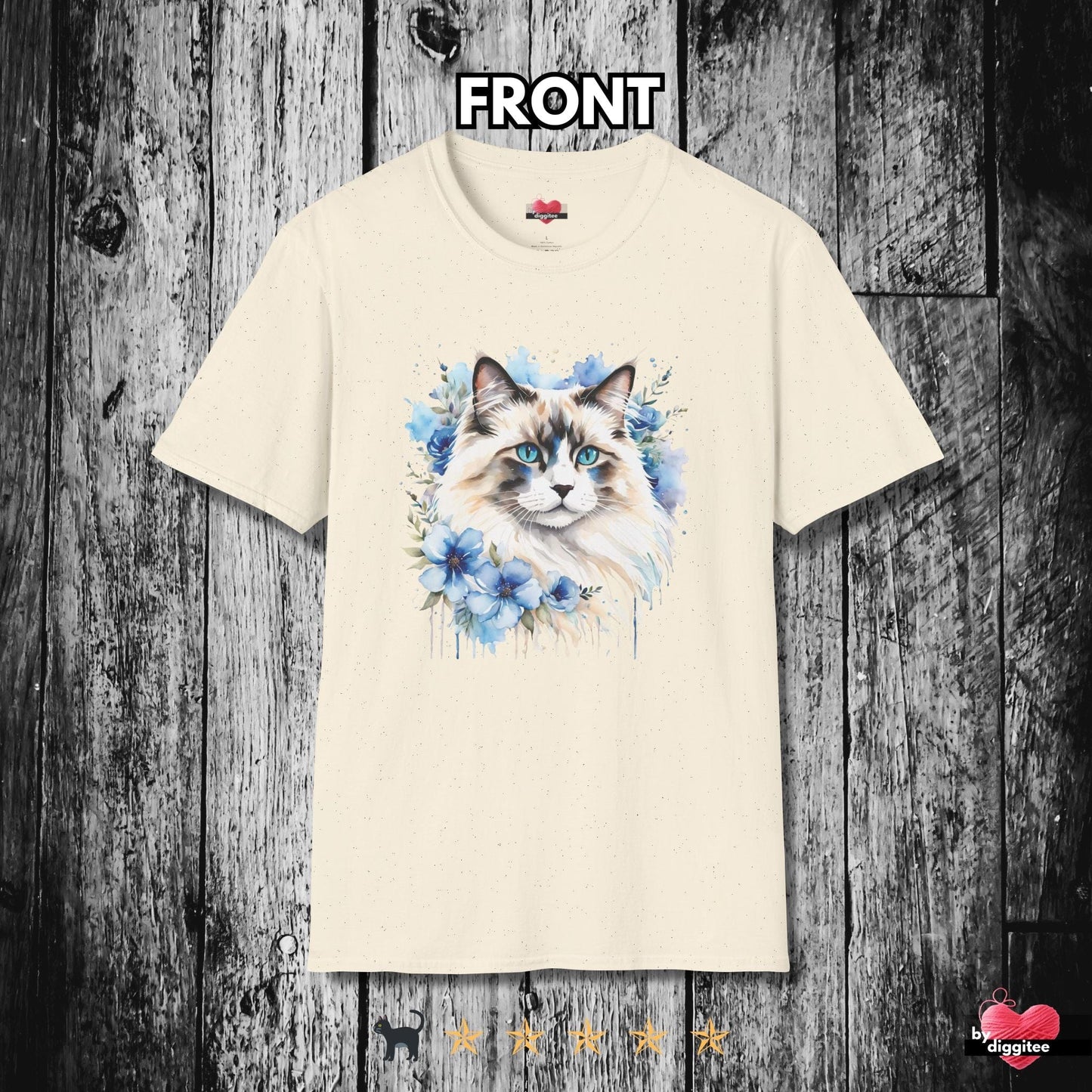 Printify T-Shirt Natural / S 🐈‍⬛ Pretty CATS  🐈  Water Color