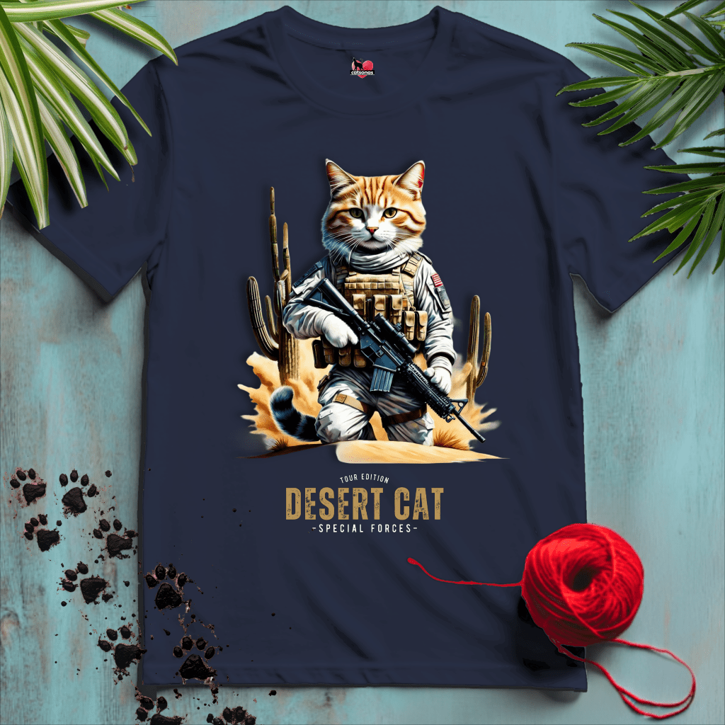 Printify T-Shirt Navy / XL DESERT-CAT 🪖 US ARMY 🇺🇸 Military Cats Collection