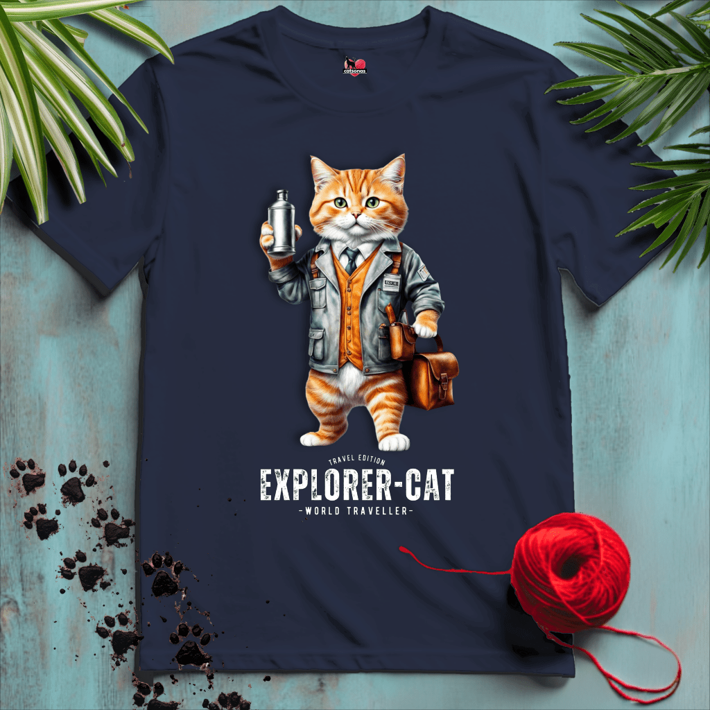 Printify T-Shirt Navy / XL EXPLORER-CAT 🧳 TRAVEL MAP | Adventure Cats Collection