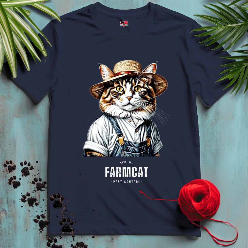 Printify T-Shirt Navy / XL FARM-CAT 🚜 BARN-PEST-CONTROL | Working Cats Collection