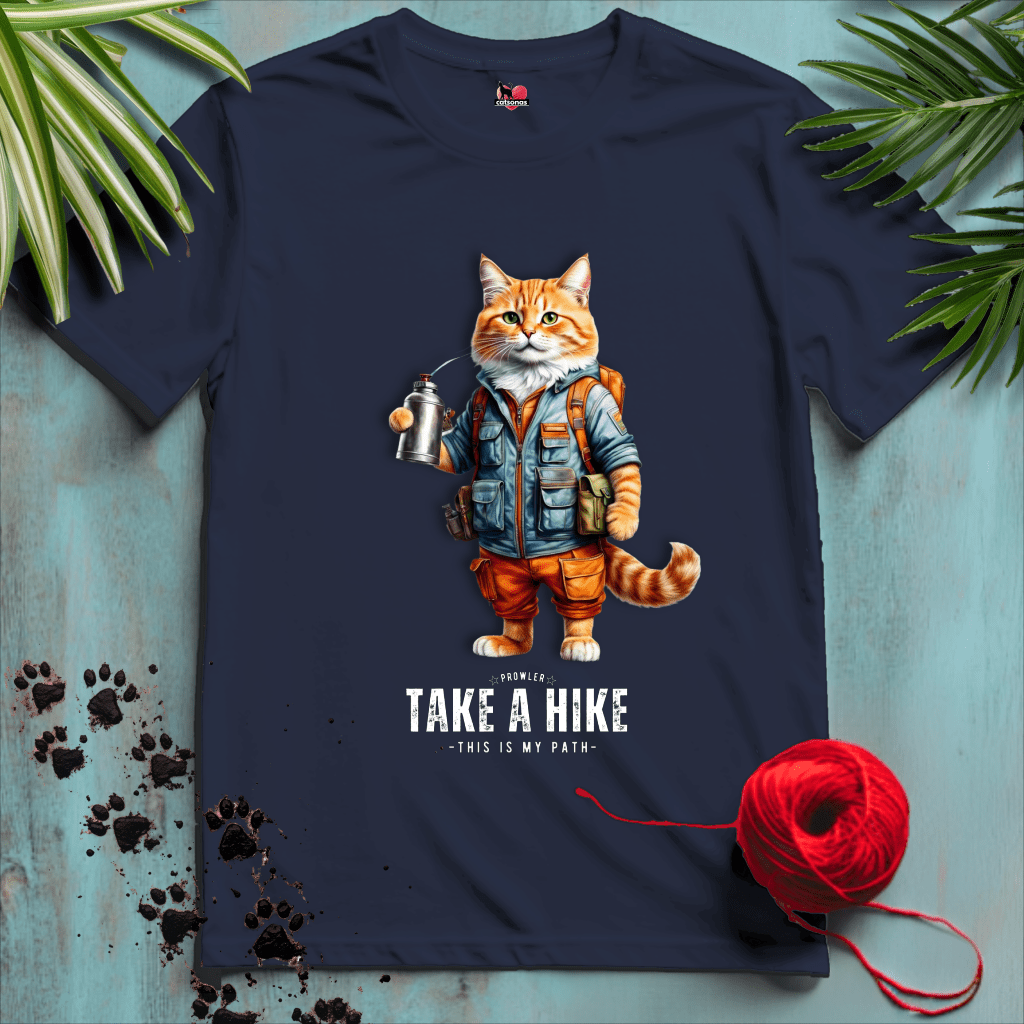 Printify T-Shirt Navy / XL HIKER-CAT.🏕️ NATURE TRAILS | Adventure Cats Collection