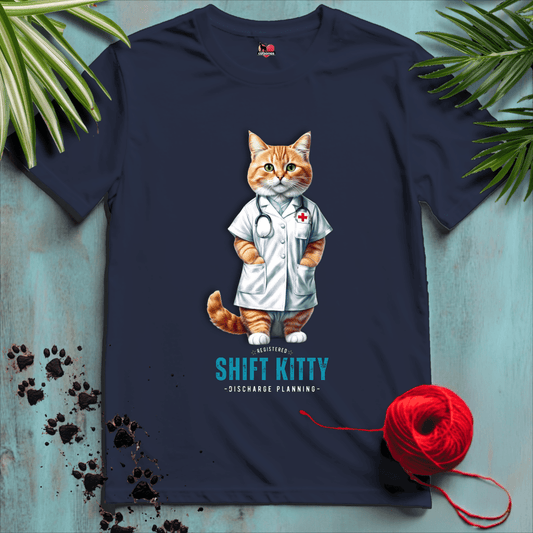 Printify T-Shirt Navy / XL SHIFT-KITTY 🏥 REGISTERED NURSE | Healthcare Cats Collection