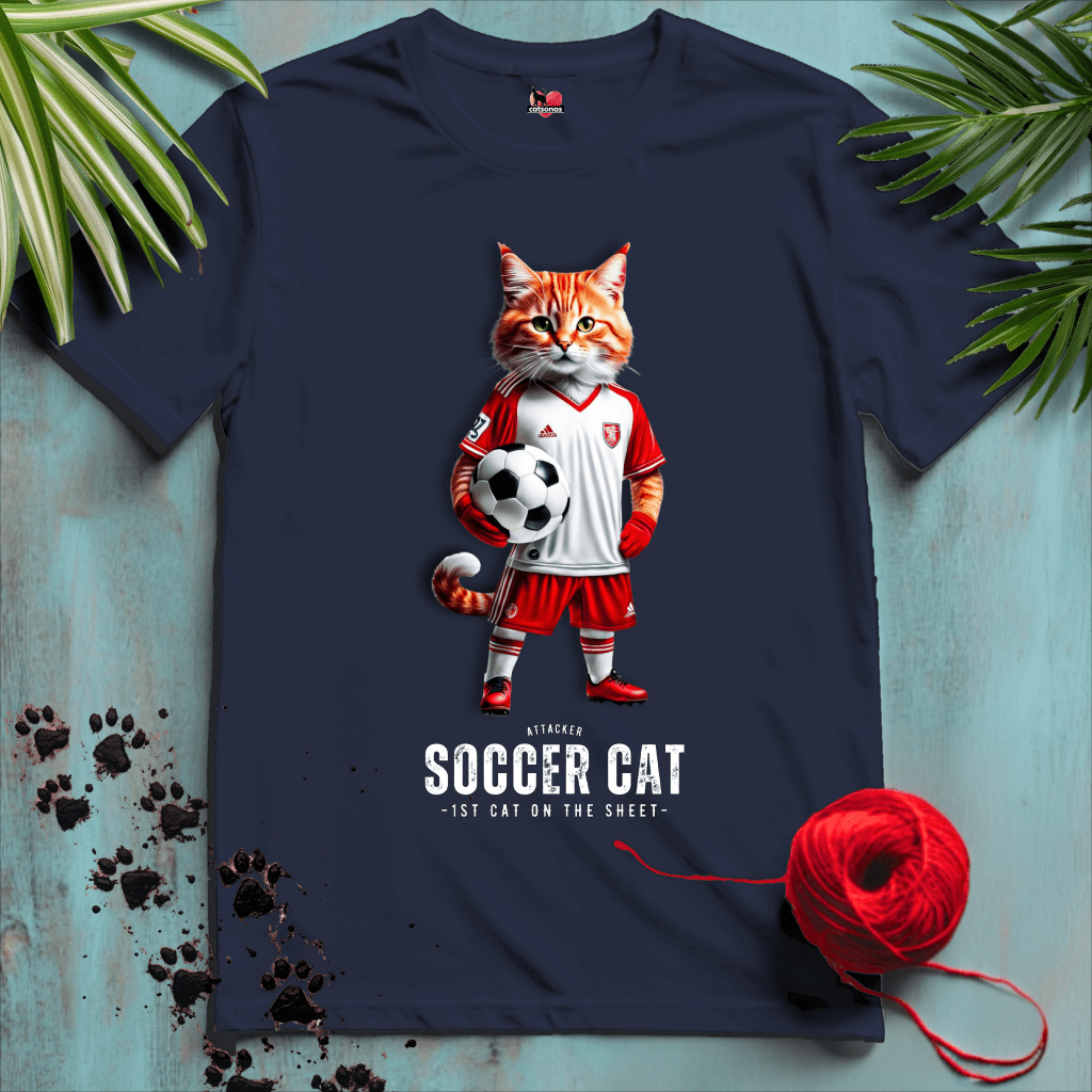 Printify T-Shirt Navy / XL SOCCER-CAT ⚽️ ATTACK | Sporty Cats Collection