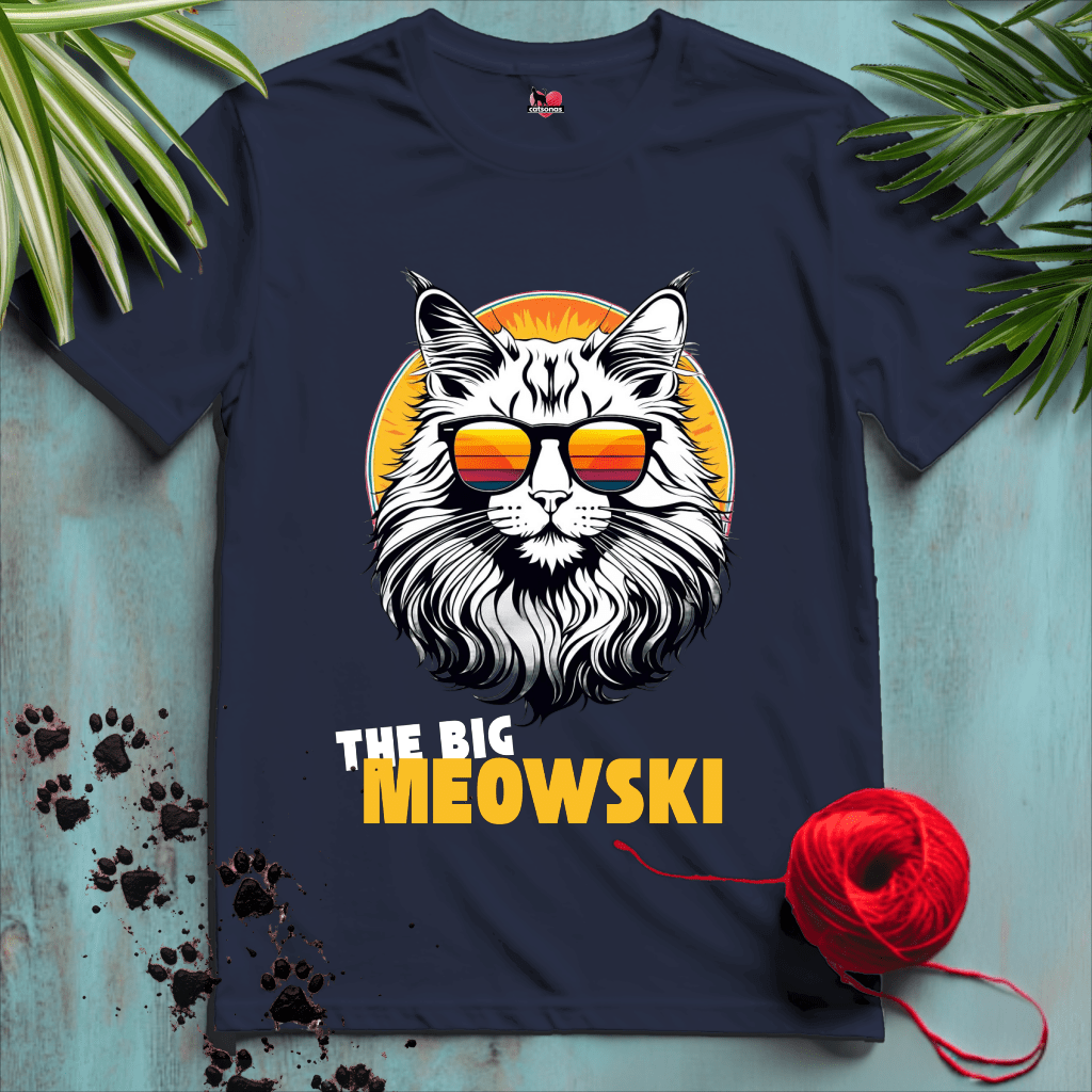 Printify T-Shirt Navy / XL THE-BIG-MEOWSKI 😎 COOL-CHILL-VIBES | Lifestyle Cats Collection