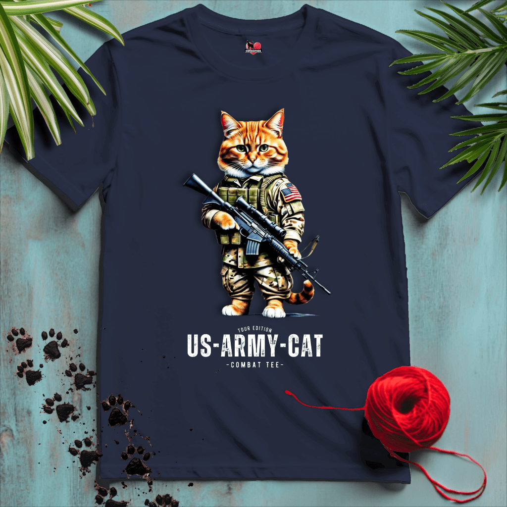 Printify T-Shirt Navy / XL US-ARMY-CAT 🪖 ARMED-FORCES | Military Cats Collection