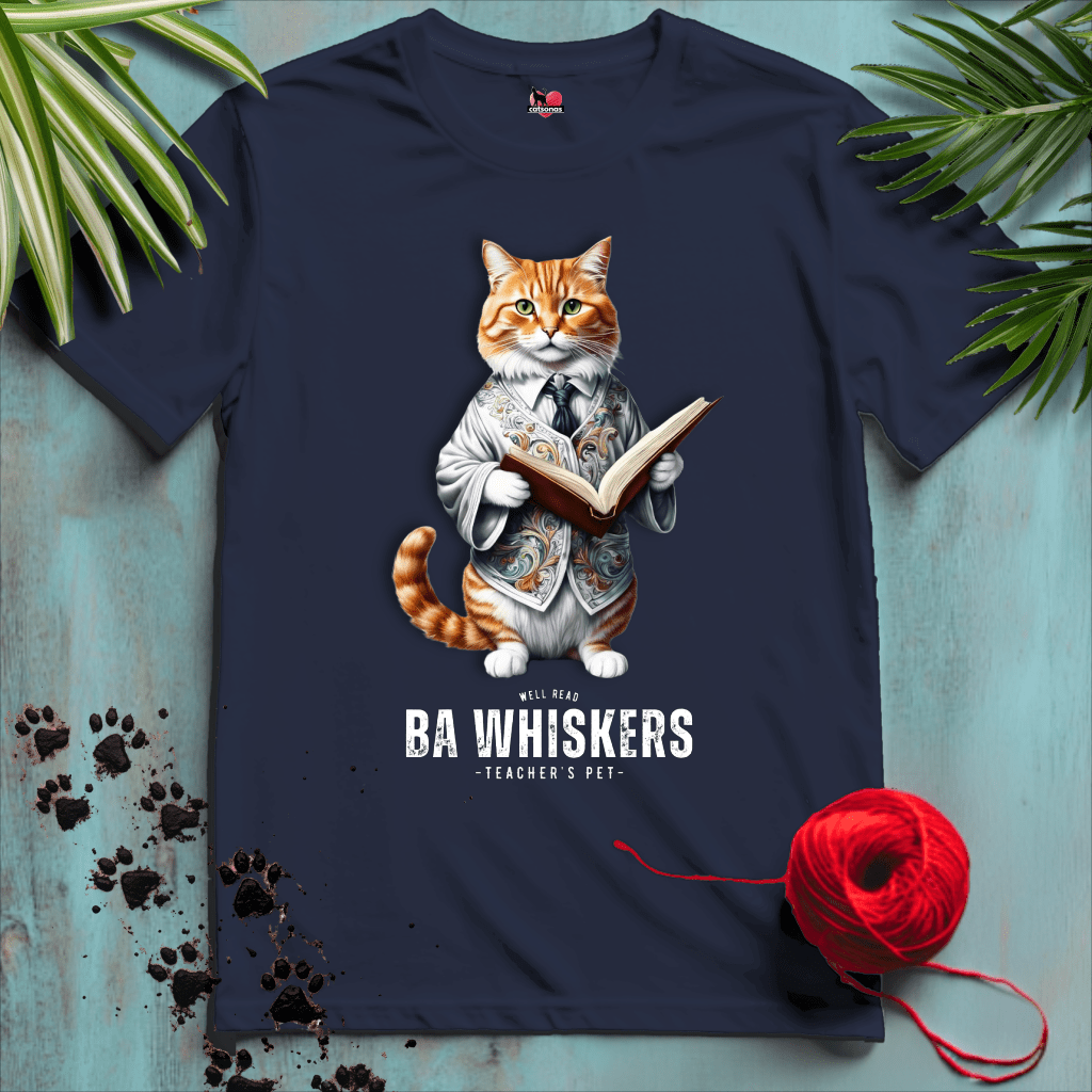 Printify T-Shirt Navy / XS BA-WHISKERS-BLACK-2-CATSONAS-TEACHER-PROFESSOR_4261dee0-1db2-4697-89b5-bde7336cc897_5c4b83e6-0d34-4a65-9fca-09e504330cb0