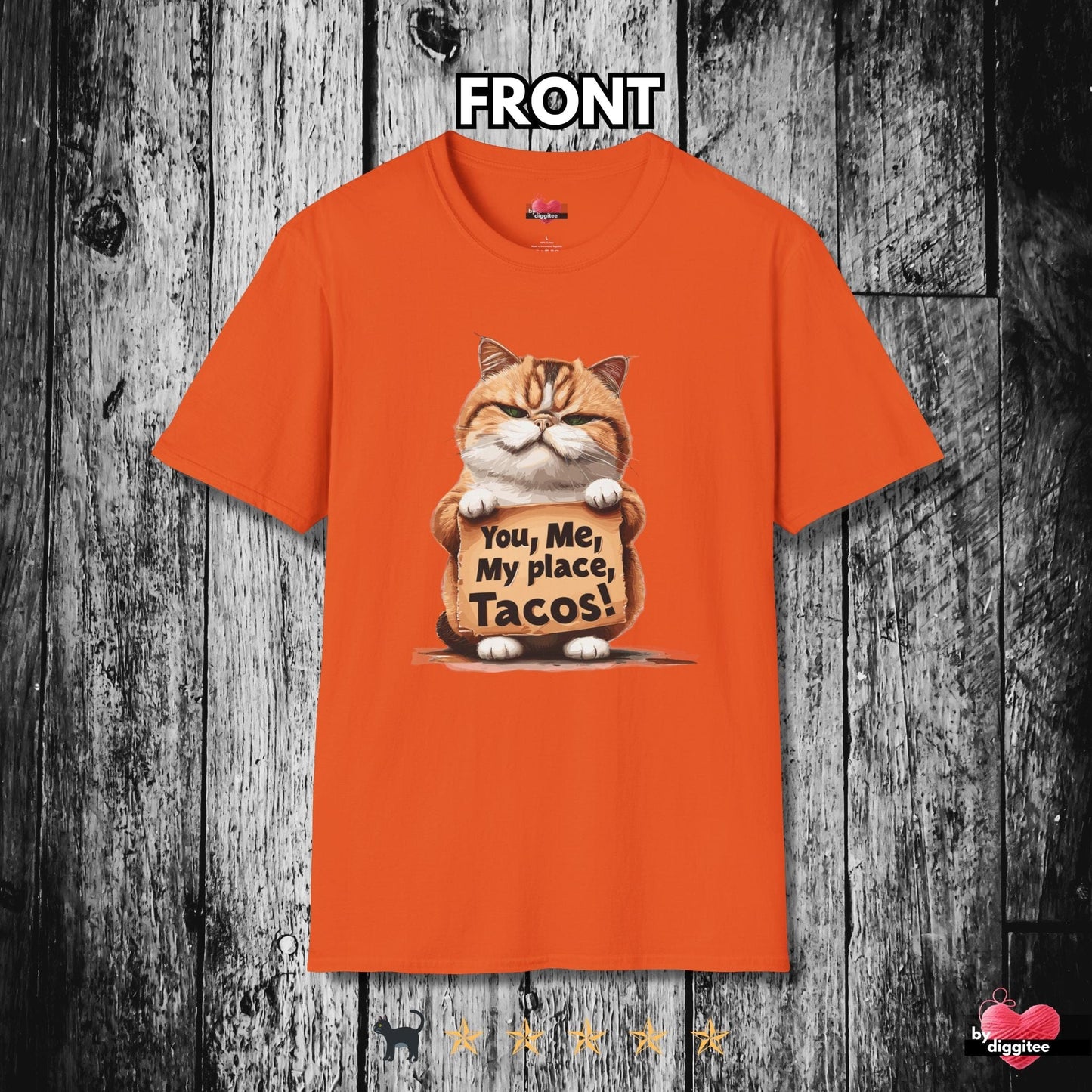 Printify T-Shirt Orange / S Funny CATS 🐈‍⬛ TACO Tuesday