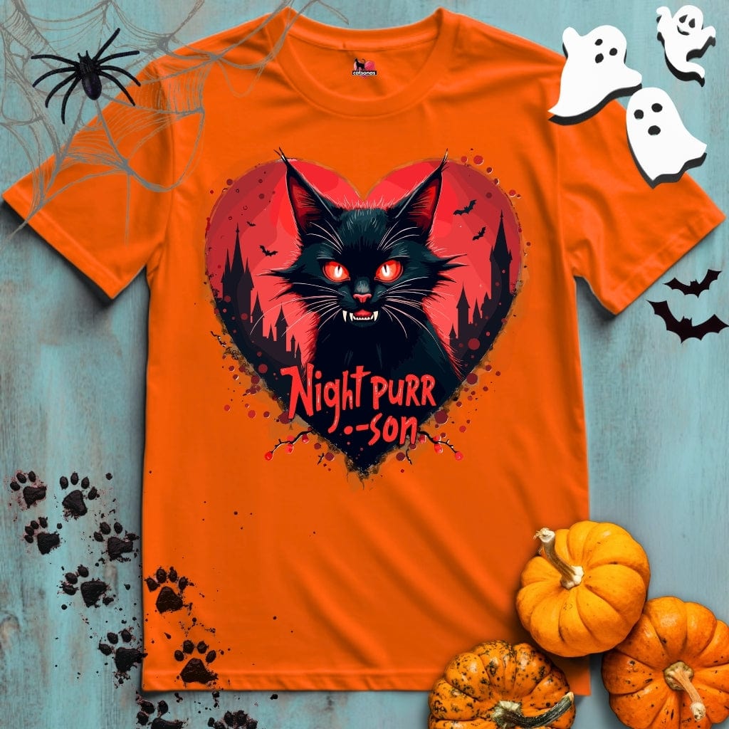 Printify T-Shirt Orange / S NIGHT PURR-SON 👻 SPOOKY Season 🎃 HALLOWEEN Collection