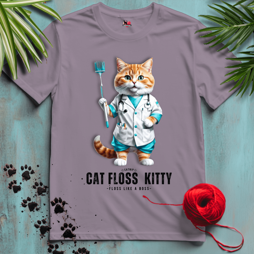 Printify T-Shirt Paragon / XL CAT-FLOSS-KITTY 🦷 DENTAL-PRO | Healthcare Cats Collection