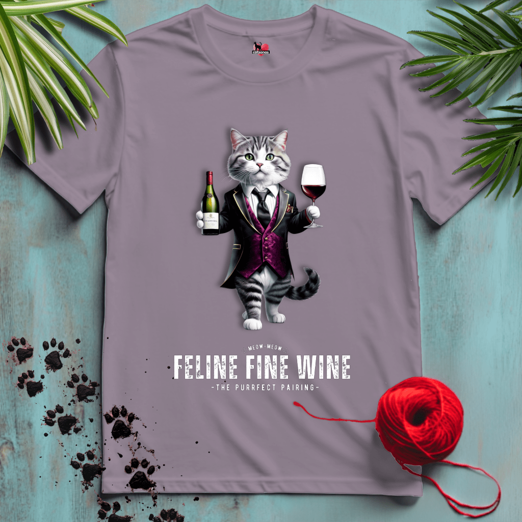 Printify T-Shirt Paragon / XL FELINE-FINE-WINE 🍷 MORE WINE | Lifestyle Cats Collection