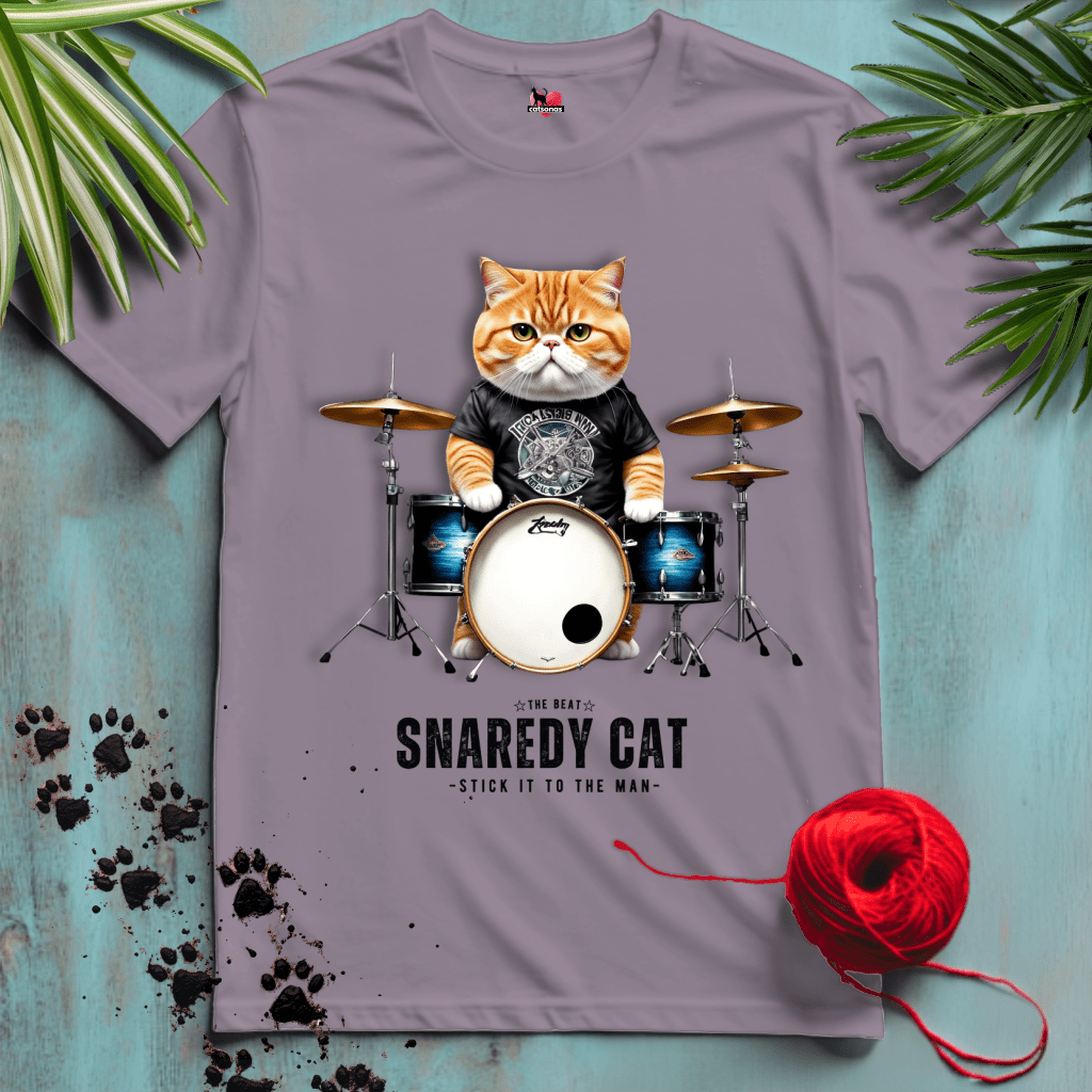 Printify T-Shirt Paragon / XL SNAREDY-CAT 🥁 ARTIST-DRUMMER | Music Cats Collection