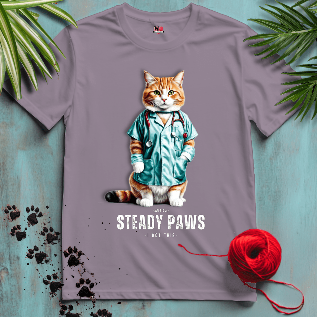 Printify T-Shirt Paragon / XL STEADY-PAWS 🥼SURGEON | Healthcare Cats Collection