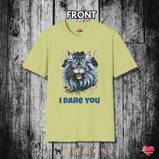 Printify T-Shirt Pistachio / S Funny CATS 🐈‍⬛ I DARE YOU