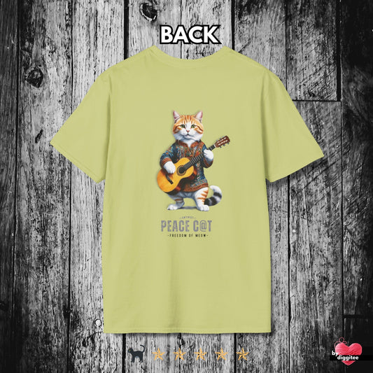 Printify T-Shirt Pistachio / S PEACE C@T II  ☮️ BACK Print