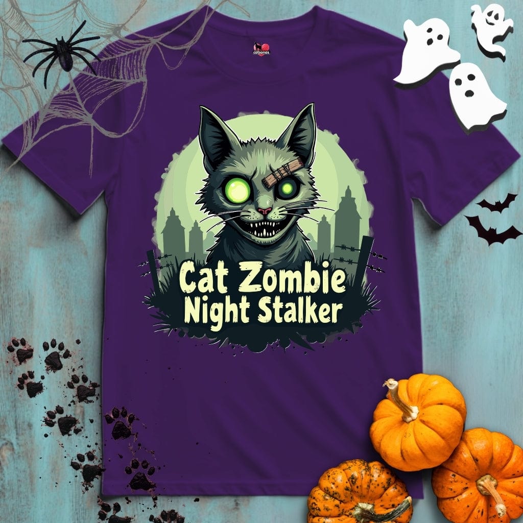 Printify T-Shirt Purple / S CAT ZOMBIE 👻 SPOOKY Season 🎃 HALLOWEEN Collection