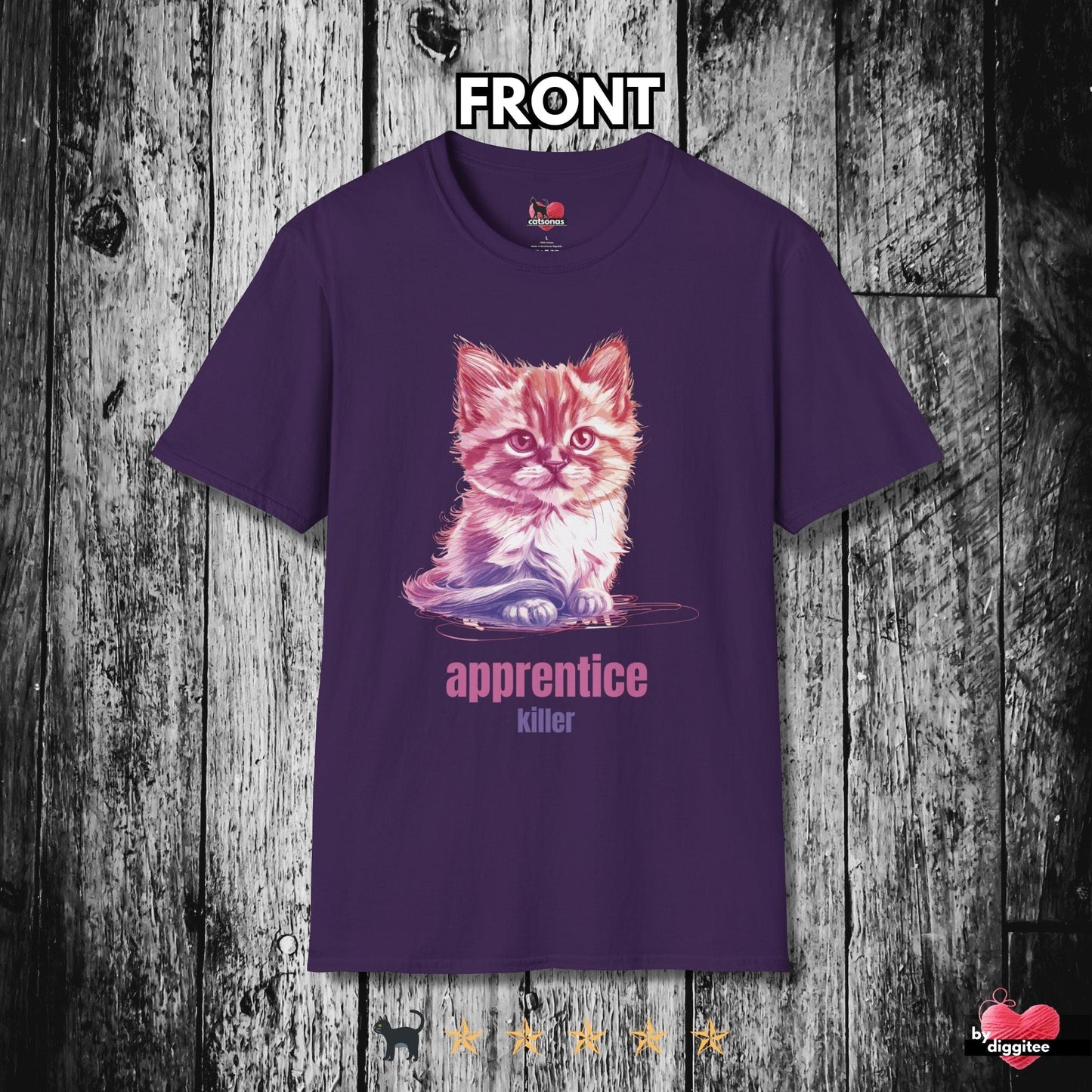 Printify T-Shirt Purple / S Funny CATS 🐈‍⬛ Killer Kitty