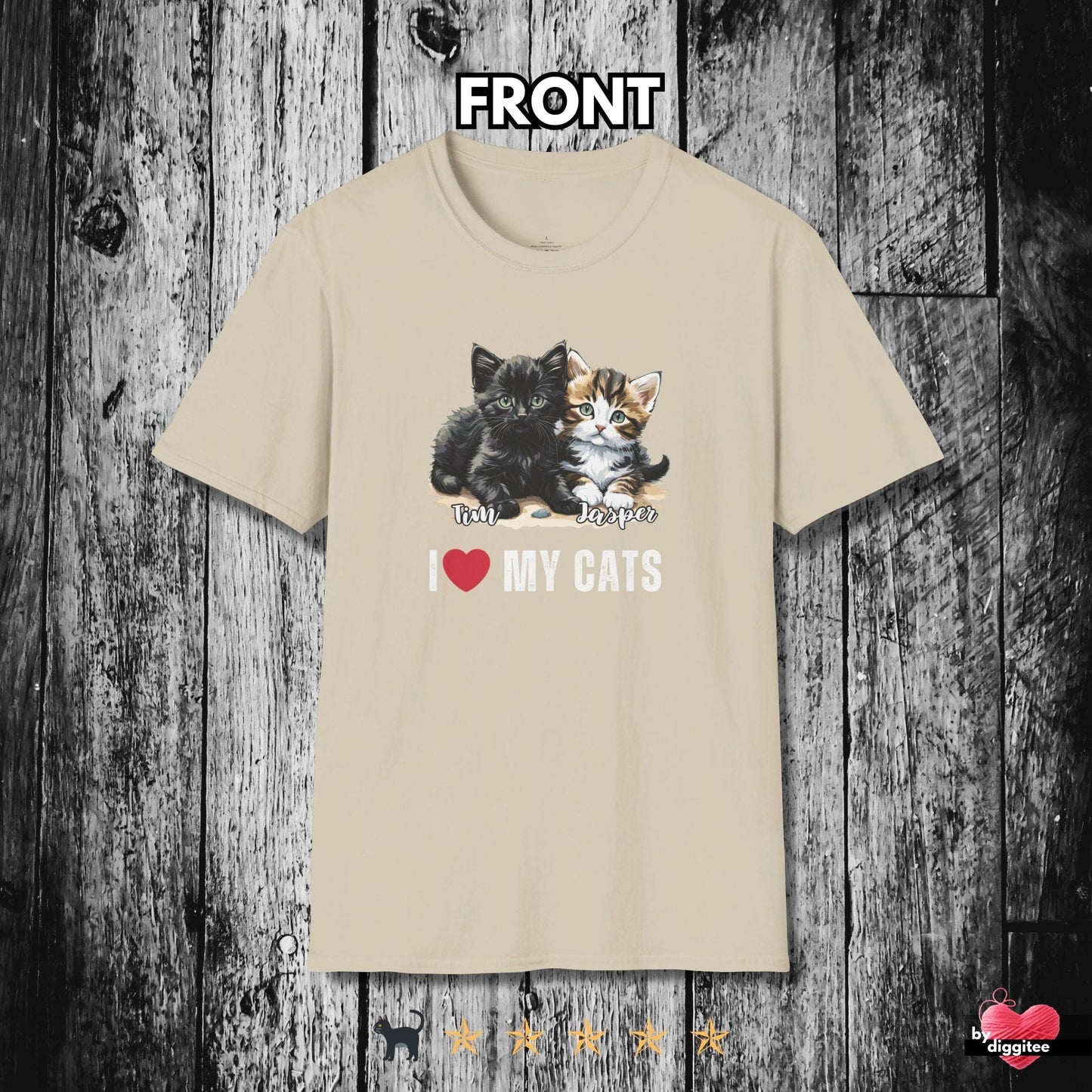 Printify T-Shirt Sand / S CUSTOM Cats 🩷 I LOVE my Cats