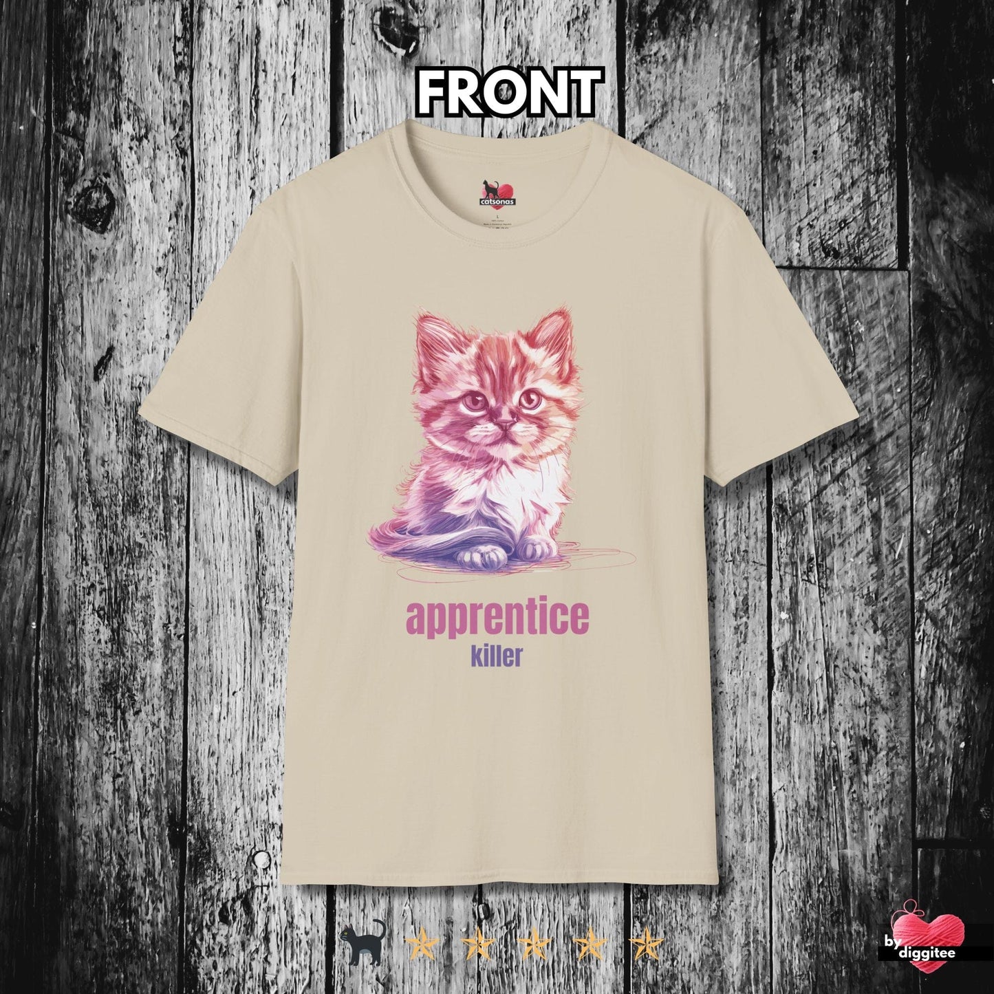 Printify T-Shirt Sand / S Funny CATS 🐈‍⬛ Killer Kitty