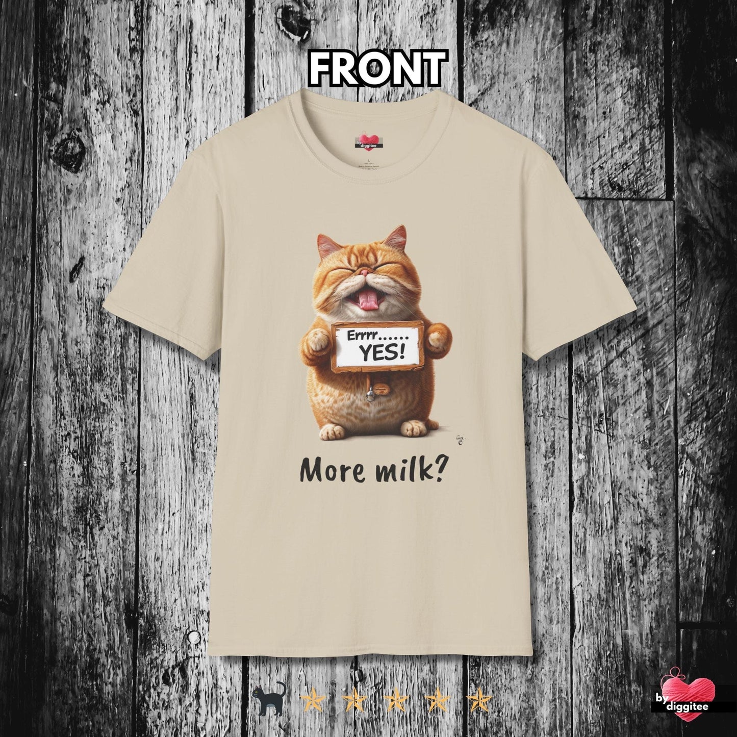 Printify T-Shirt Sand / S Funny CATS 🐈‍⬛ More MILK?