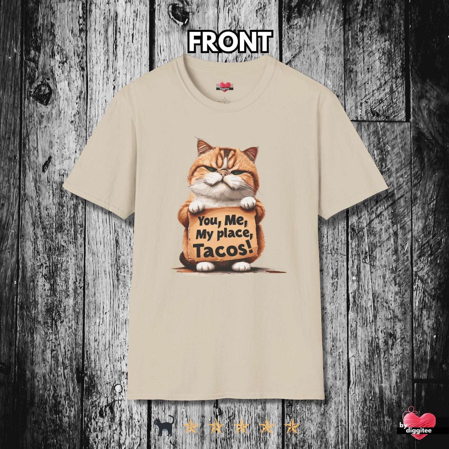 Printify T-Shirt Sand / S Funny CATS 🐈‍⬛ TACO Tuesday