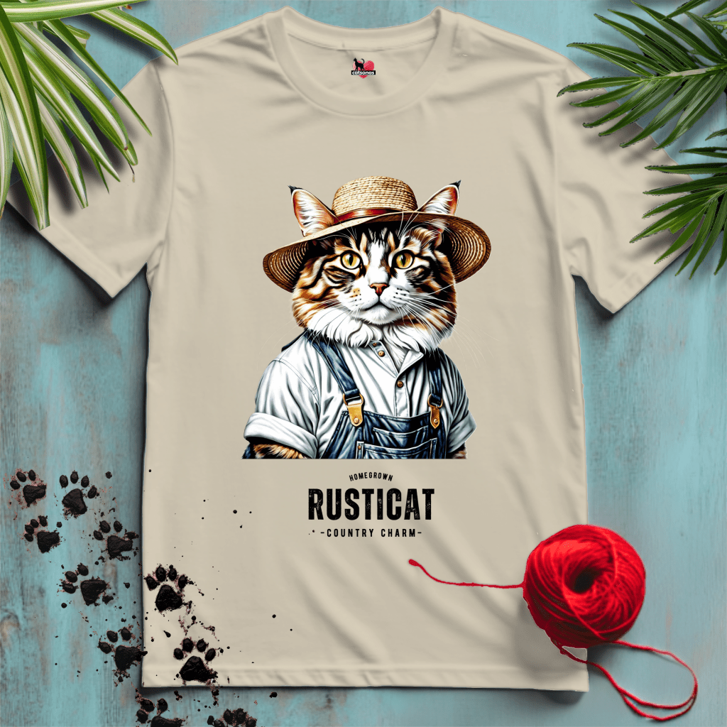 Printify T-Shirt Sand / S RUSTIC-CAT 👨‍🌾 FELINE FARMER | Working Cats Collection