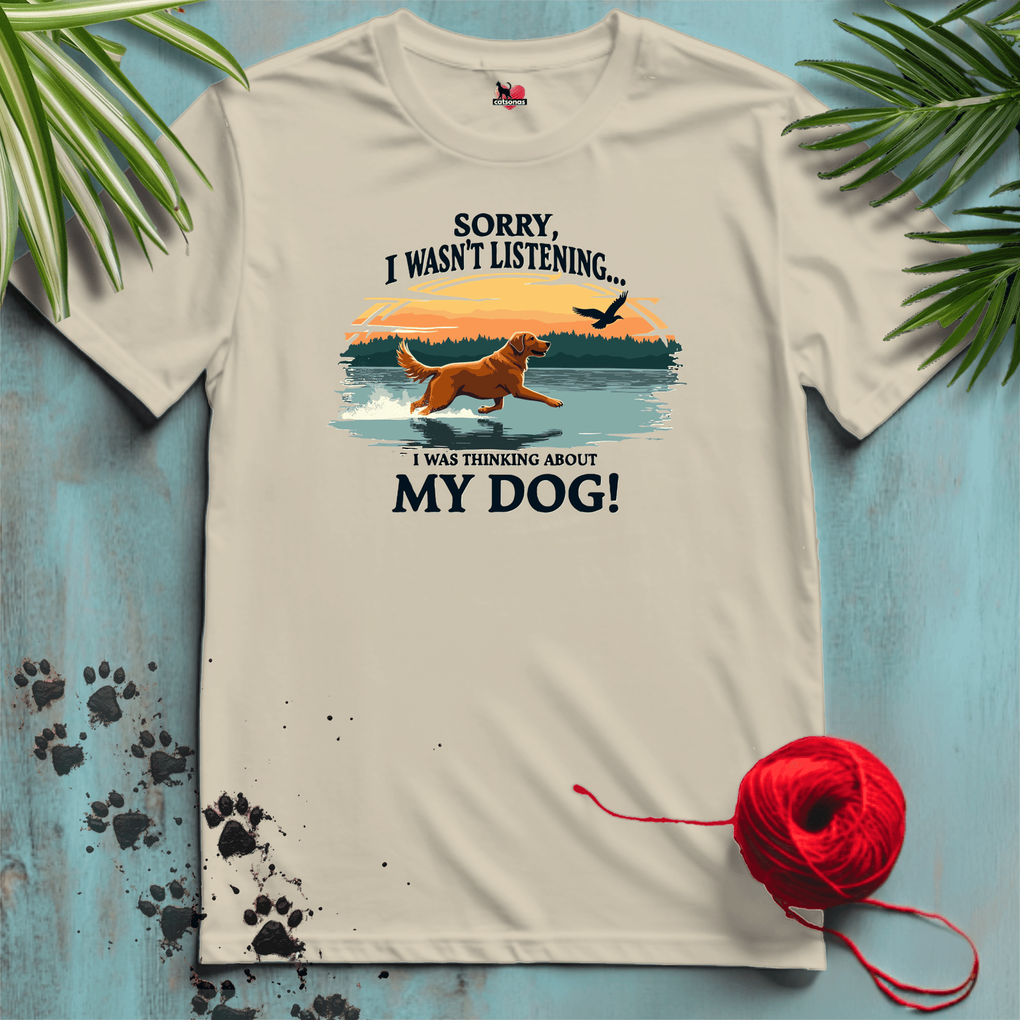 Printify T-Shirt Sand / S Thinking About my DOG 🐕