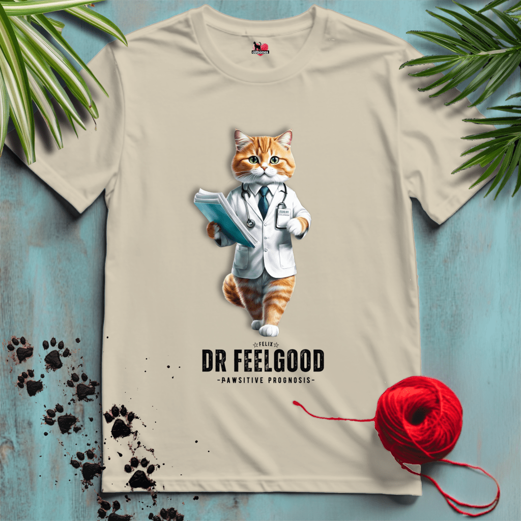 Printify T-Shirt Sand / XL CAT-DOCTOR 🚑 DR-FEELGOOD | Healthcare Cats Collection