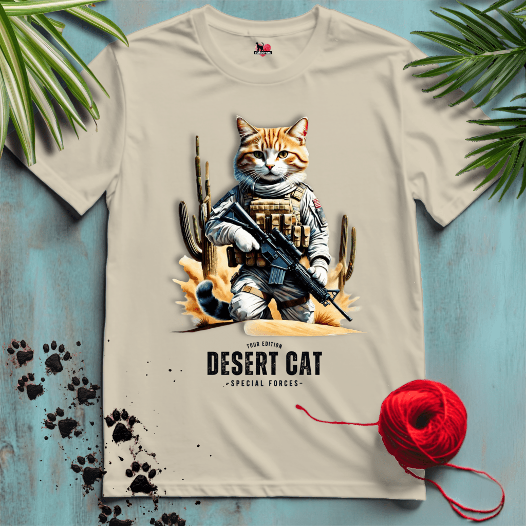 Printify T-Shirt Sand / XL DESERT-CAT 🪖 US ARMY 🇺🇸 Military Cats Collection