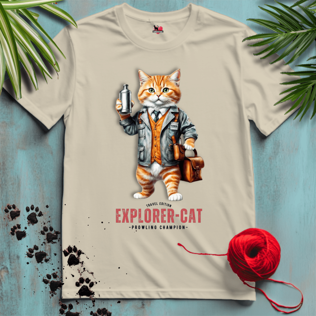 Printify T-Shirt Sand / XL EXPLORER-CAT 🧳 TRAVEL MAP | Adventure Cats Collection