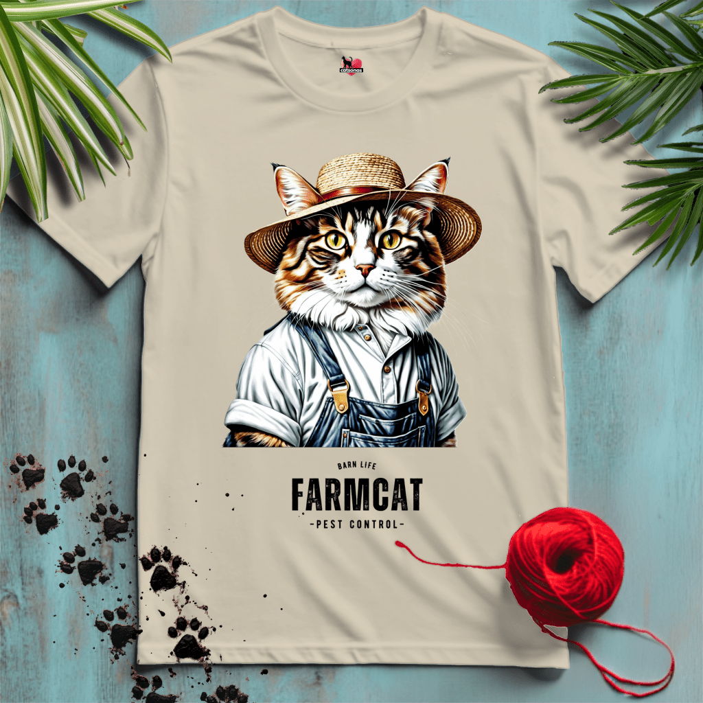 Printify T-Shirt Sand / XL FARM-CAT 🚜 BARN-PEST-CONTROL | Working Cats Collection