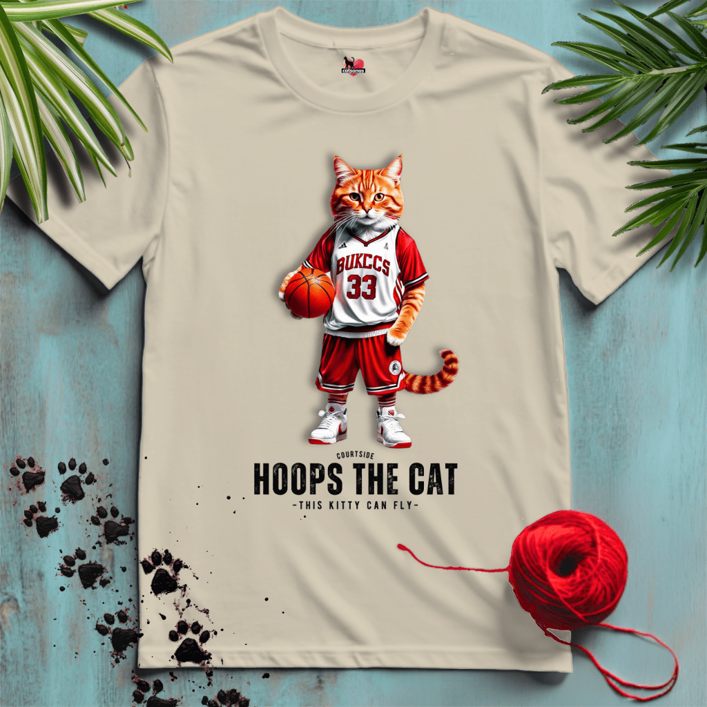 Printify T-Shirt Sand / XL HOOPS-THE-CAT 🏀 BASKETBALL | Sporty Cats Collection