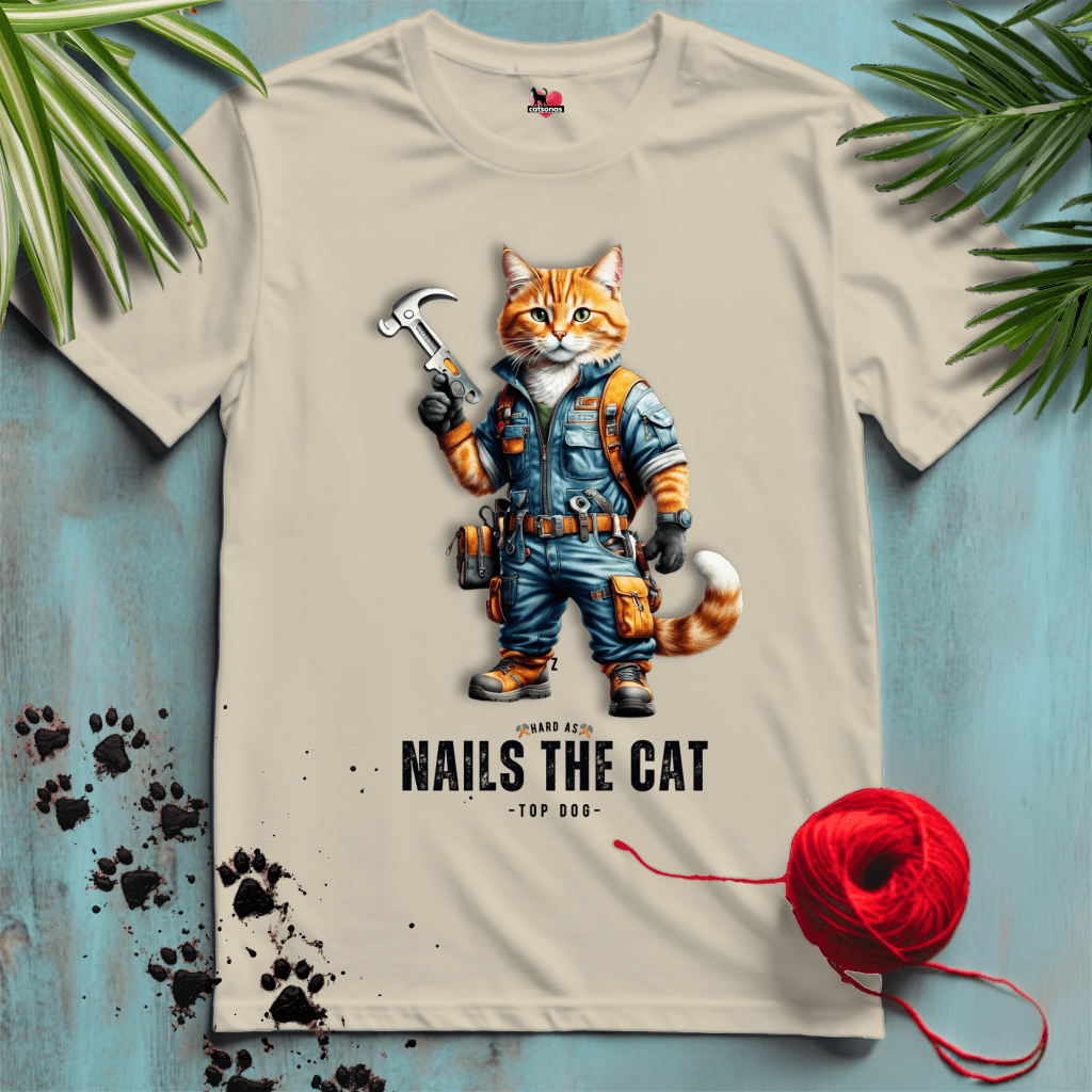 Printify T-Shirt Sand / XL NAILS-THE-CAT 🛠️ WORKER | Working Cats Collection