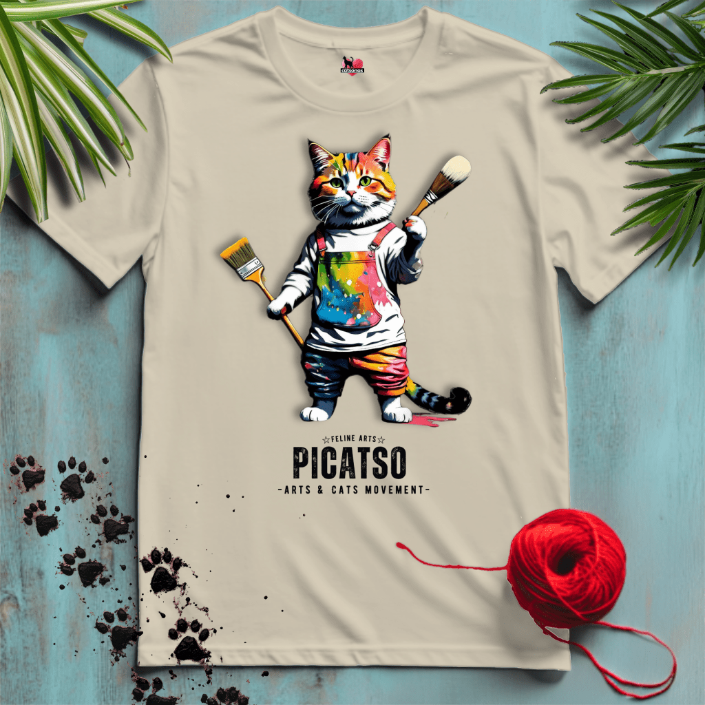 Printify T-Shirt Sand / XL PICATSO 🎨 ARTIST-PAINTER | Artsy Cats Collection