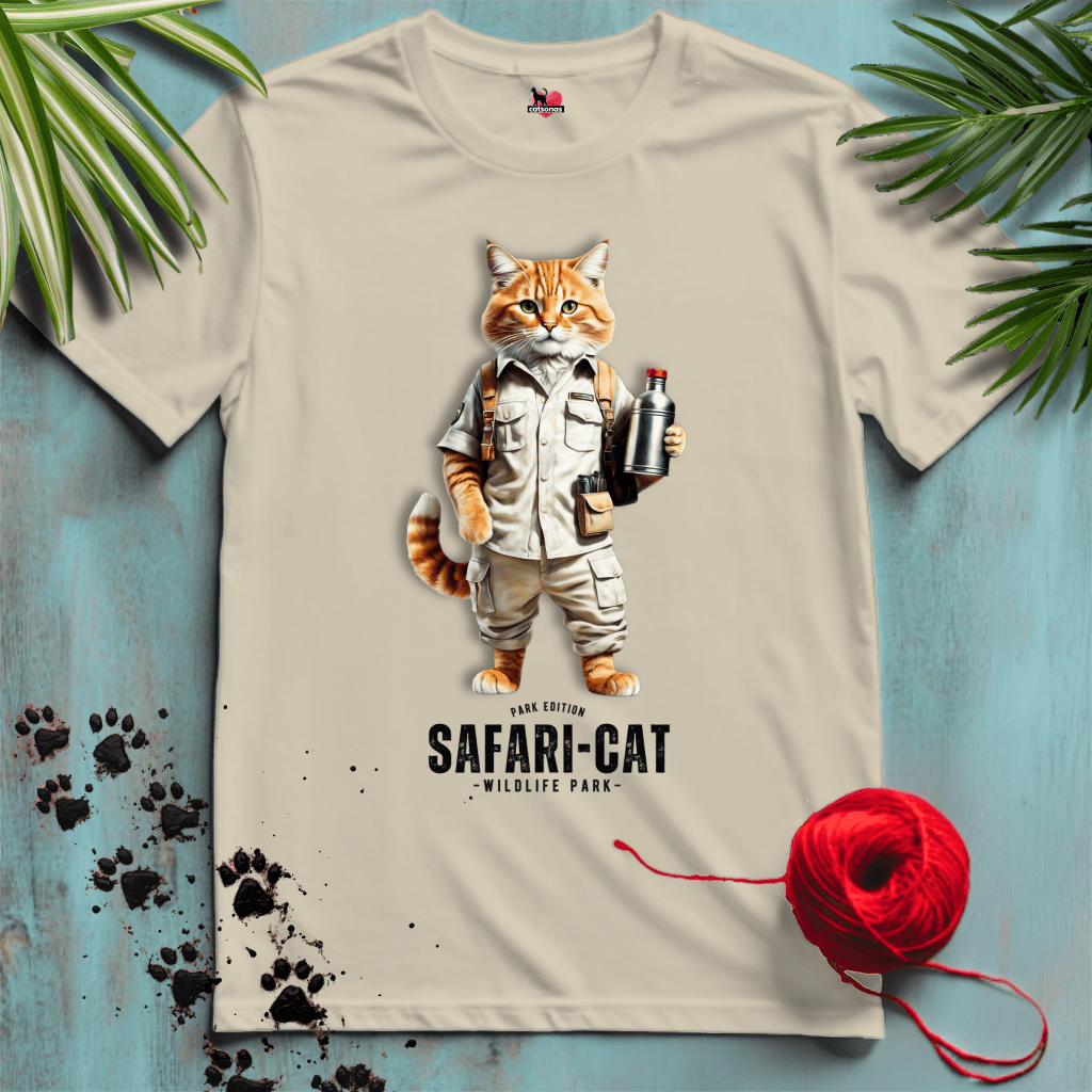 Printify T-Shirt Sand / XL SAFARI-CAT 🦁 ON-SAFARI-PARK-ZOO | Adventure Cats Collection