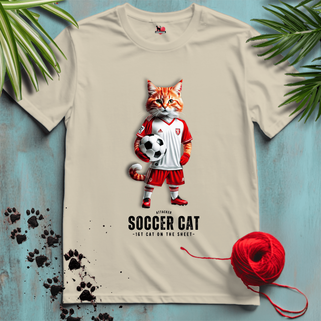 Printify T-Shirt Sand / XL SOCCER-CAT ⚽️ ATTACK | Sporty Cats Collection