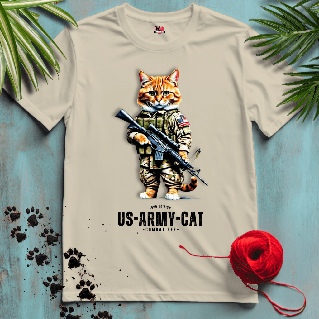 Printify T-Shirt Sand / XL US-ARMY-CAT 🪖 ARMED-FORCES | Military Cats Collection