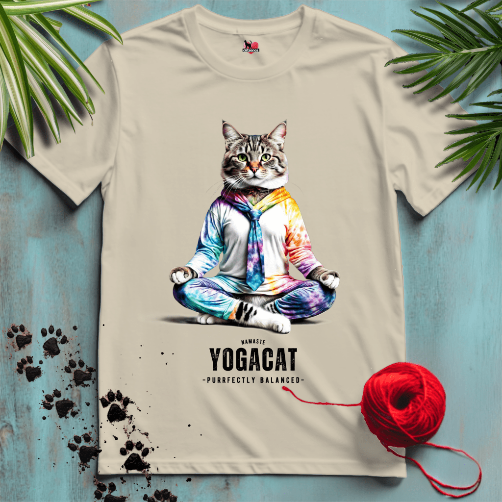 Printify T-Shirt Sand / XL YOGA-CAT ☮️ NAMASTE | Lifestyle Cats Collection