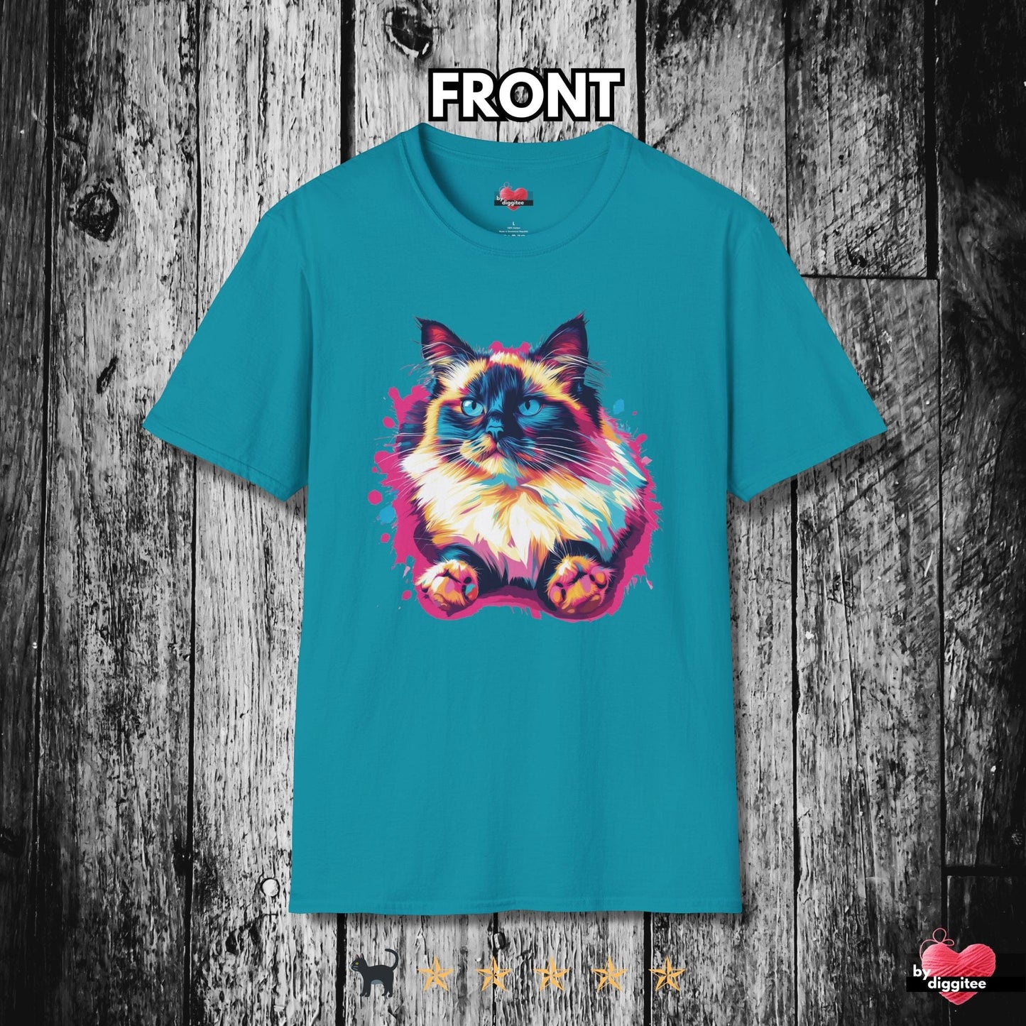 Printify T-Shirt Tropical Blue / S 🐈‍⬛ Pretty CATS 🐈 Fluffs